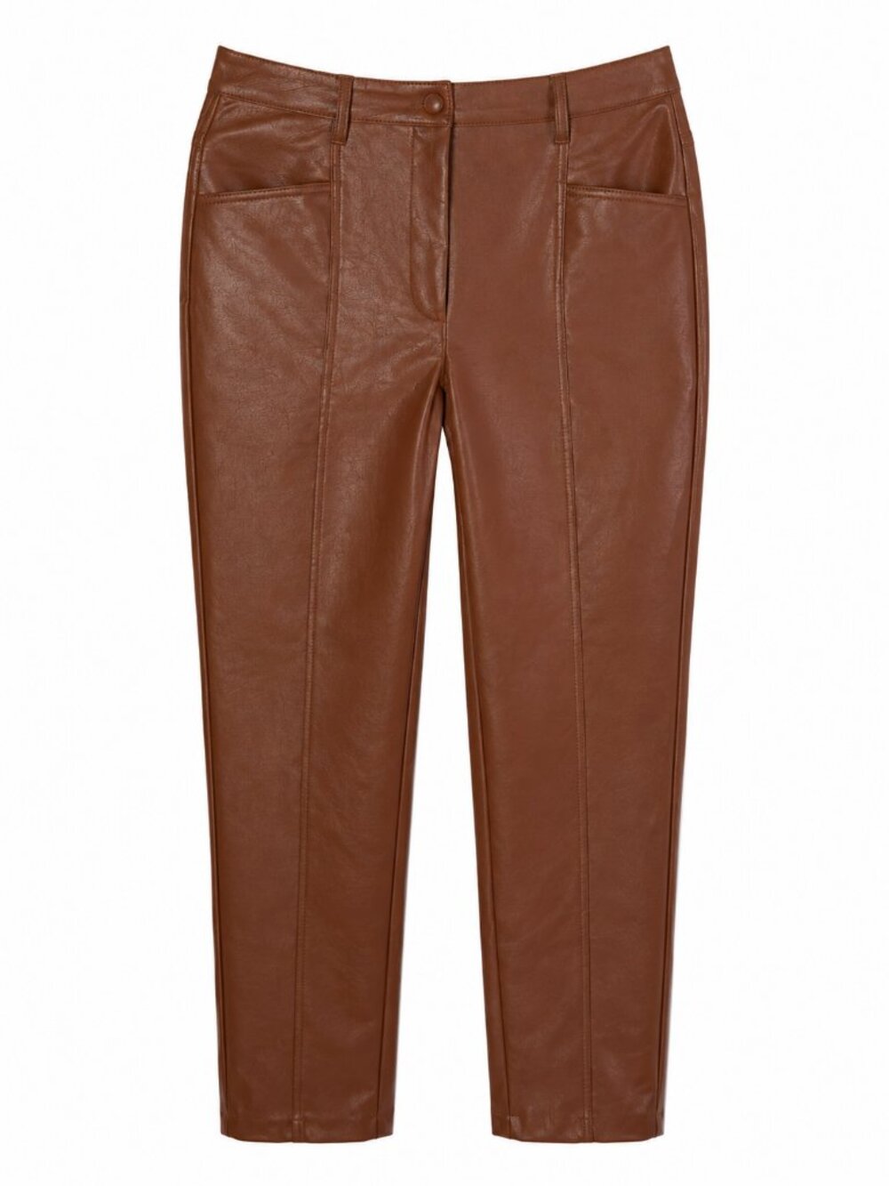Aritzia Wilfred Vegan Leather Straight-Leg Pants Chocolate Brown Size 6